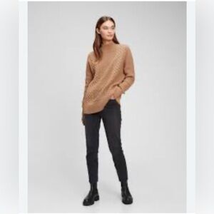 Gap Cable Knit Mockneck Sweater Classic Camel size large petite